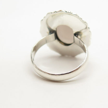 925 Sterling Silver Vintage Real Smoky Quartz Gem Ring Size 8 3/4