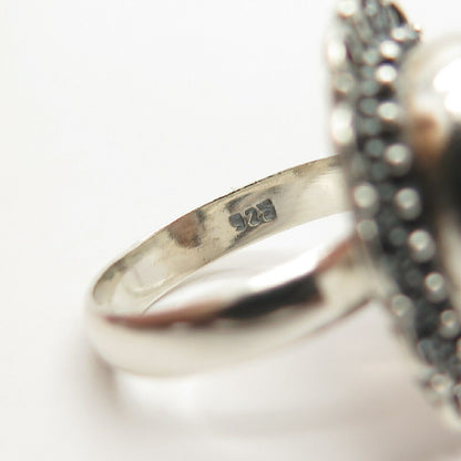 925 Sterling Silver Vintage Real Smoky Quartz Gem Ring Size 8 3/4