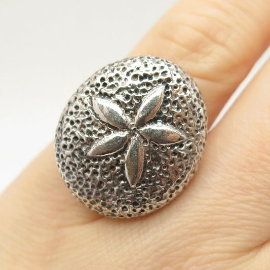 925 Sterling Silver Vintage Italy Sand Dollar Ring Size 6