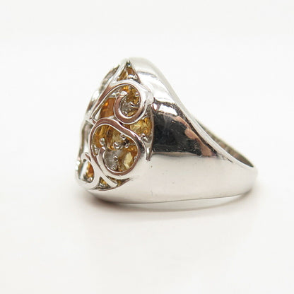 925 Sterling Silver Real Citrine Gemstone Ring Size 7