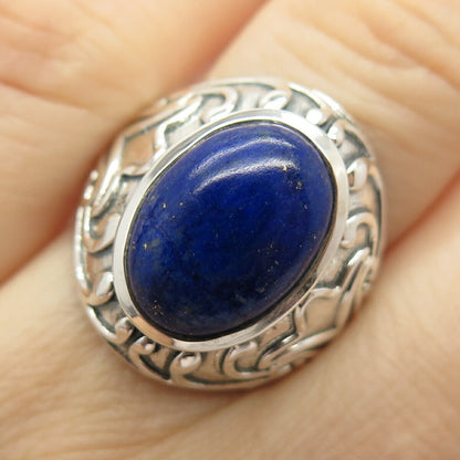 925 Sterling Silver Vintage Real Lapis Lazuli Gem Ring Size 7 1/4