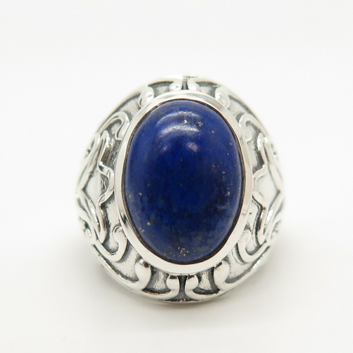 925 Sterling Silver Vintage Real Lapis Lazuli Gem Ring Size 7 1/4