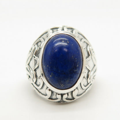 925 Sterling Silver Vintage Real Lapis Lazuli Gem Ring Size 7 1/4