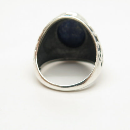 925 Sterling Silver Vintage Real Lapis Lazuli Gem Ring Size 7 1/4