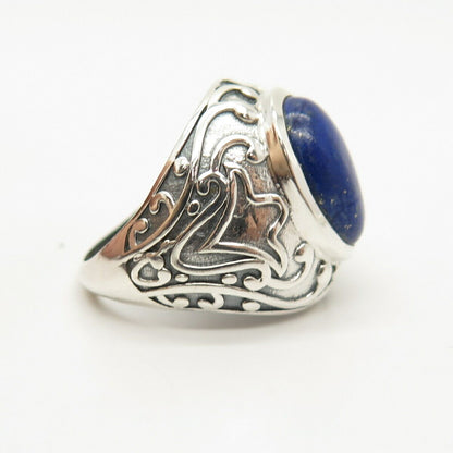 925 Sterling Silver Vintage Real Lapis Lazuli Gem Ring Size 7 1/4