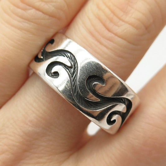 925 Sterling Silver Vintage Mexico Ornate Men's Band Ring