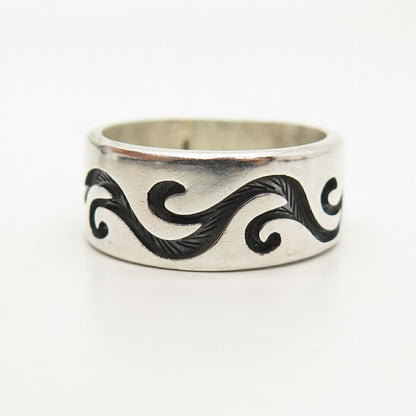 925 Sterling Silver Vintage Mexico Ornate Men's Band Ring