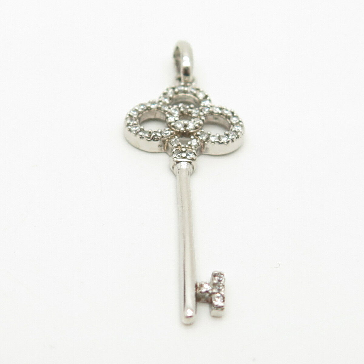 925 Sterling Silver Pave C Z Key Pendant