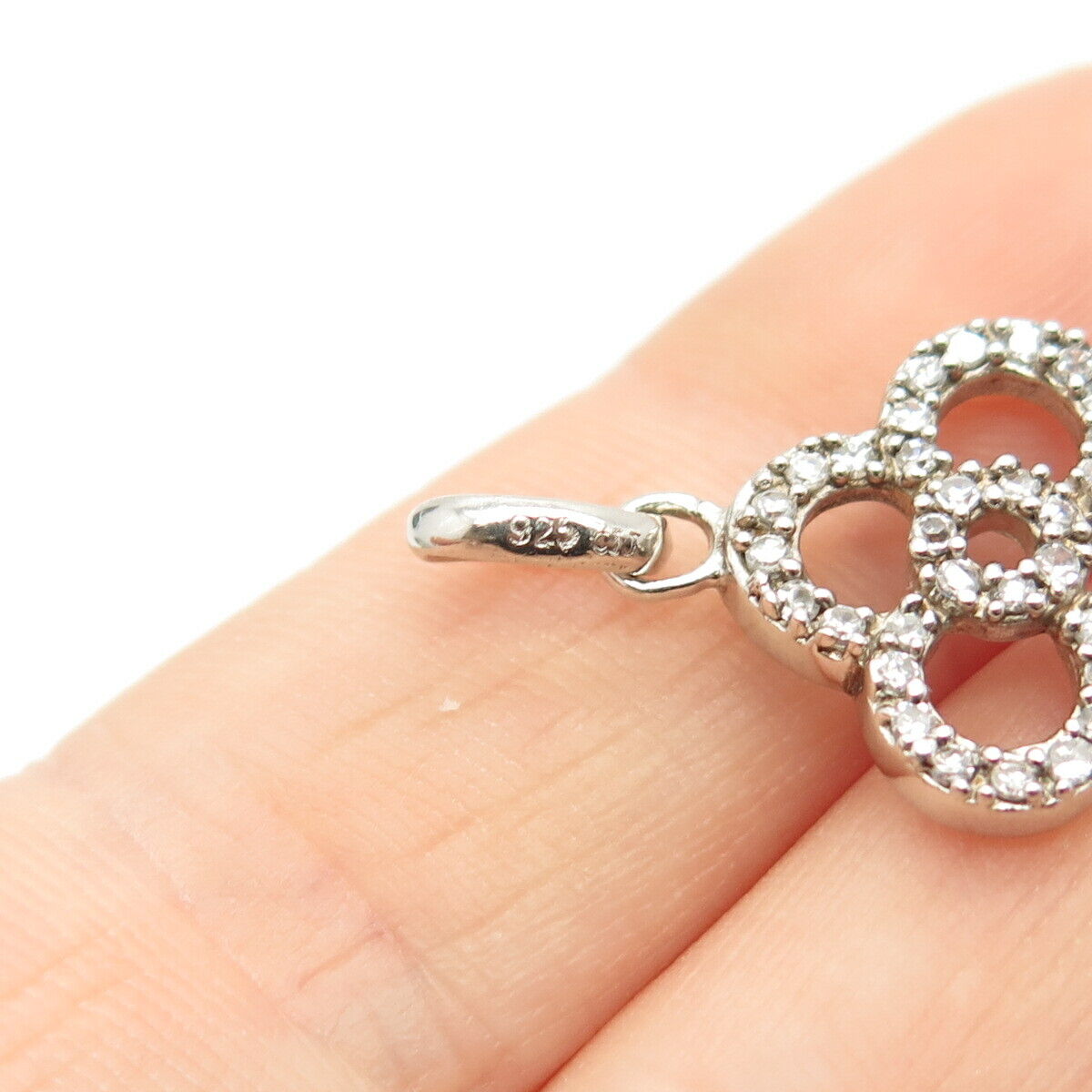 925 Sterling Silver Pave C Z Key Pendant