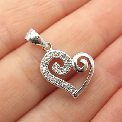 925 Sterling Silver Pave C Z Open Heart Pendant