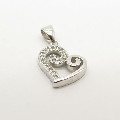 925 Sterling Silver Pave C Z Open Heart Pendant