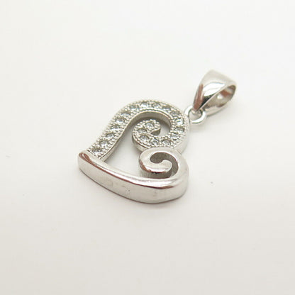 925 Sterling Silver Pave C Z Open Heart Pendant