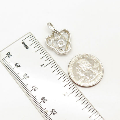 925 Sterling Silver Round-Cut C Z Open Heart Slide Pendant