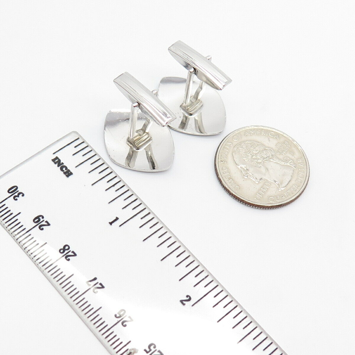 925 Sterling Silver Vintage James Martin Satin Finish Star Cufflinks