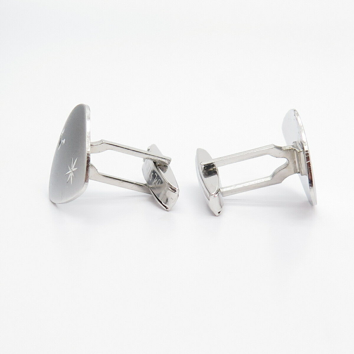 925 Sterling Silver Vintage James Martin Satin Finish Star Cufflinks