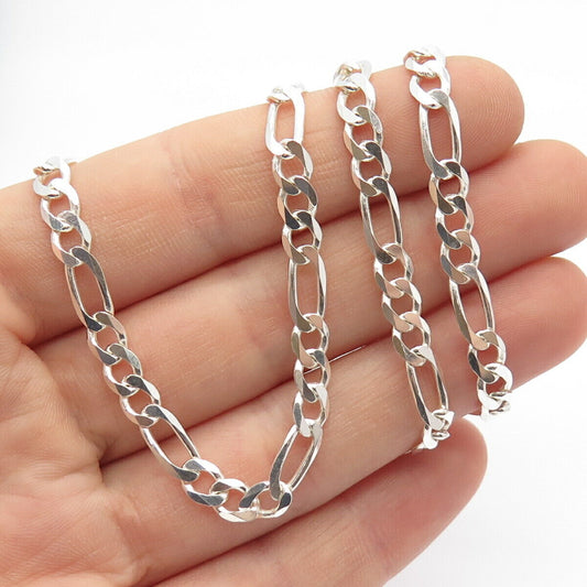 925 Sterling Silver Figaro Chain Necklace 24"