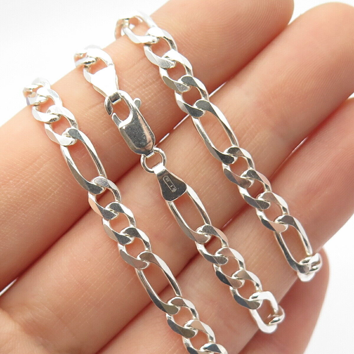 925 Sterling Silver Figaro Chain Necklace 24"