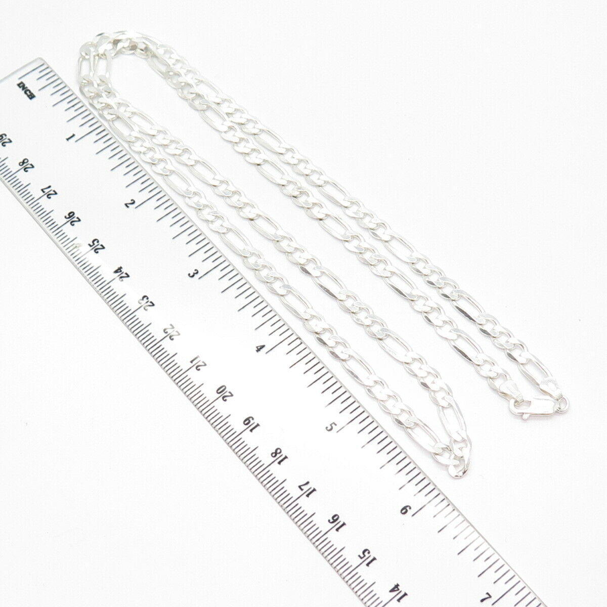 925 Sterling Silver Figaro Chain Necklace 24"