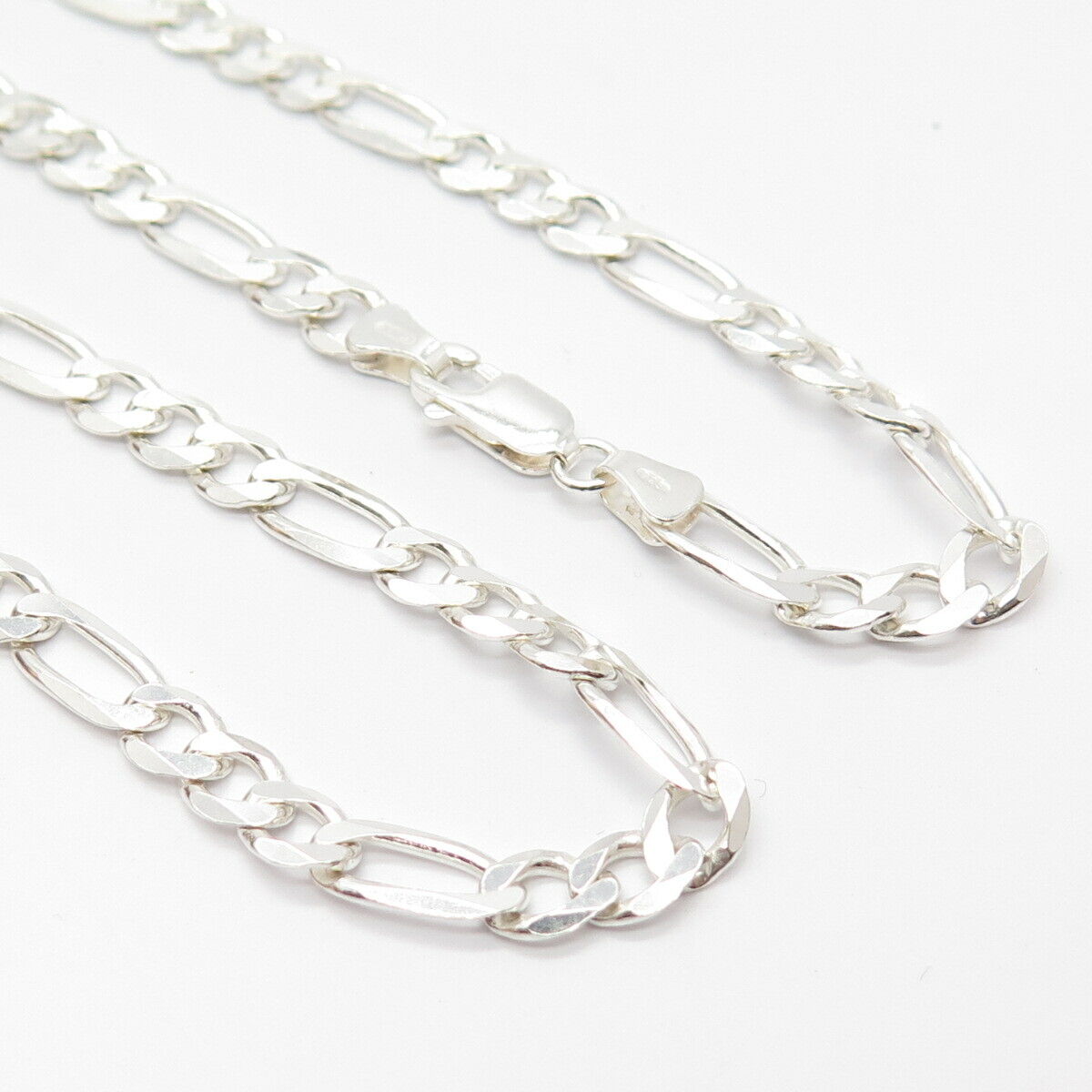 925 Sterling Silver Figaro Chain Necklace 24"