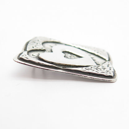 925 Sterling Silver Vintage Heart Square Slide Pendant