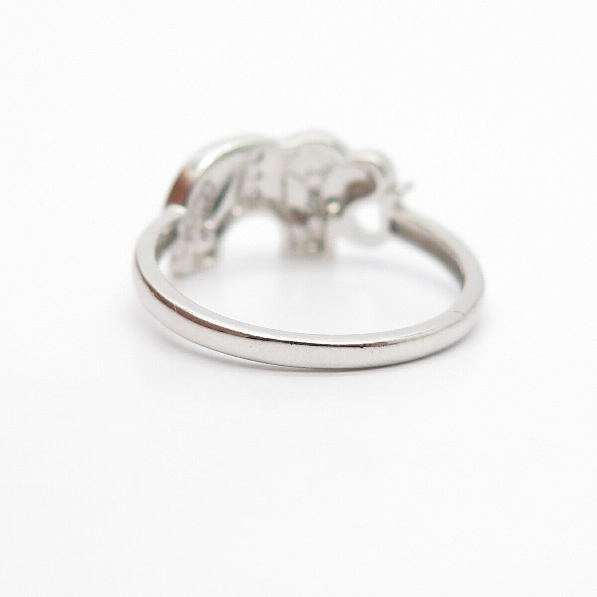 925 Sterling Silver C Z Elephant For Good Luck Ring Size 8