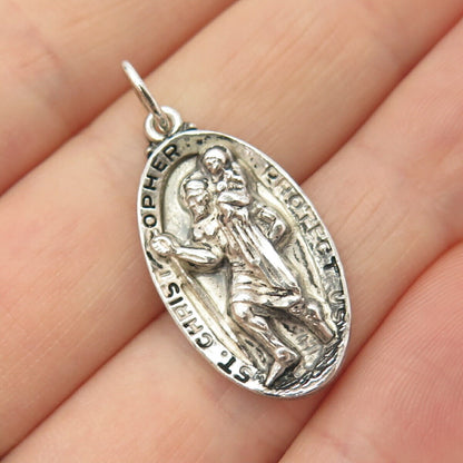 925 Sterling Silver Vintage Hayward St. Christopher Religious Pendant