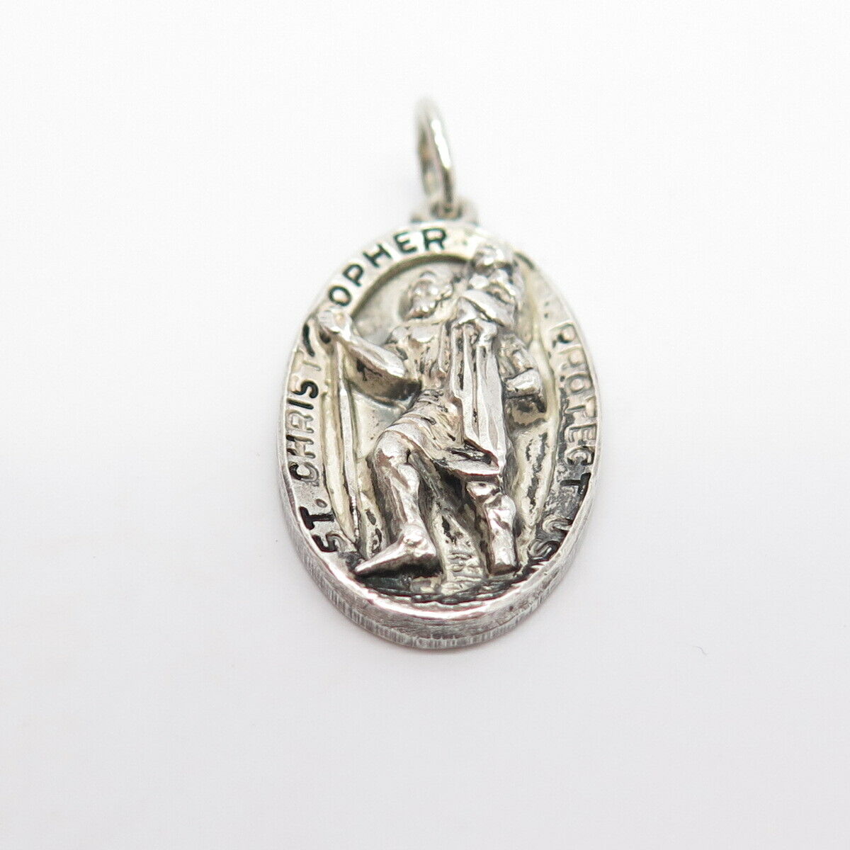 925 Sterling Silver Vintage Hayward St. Christopher Religious Pendant