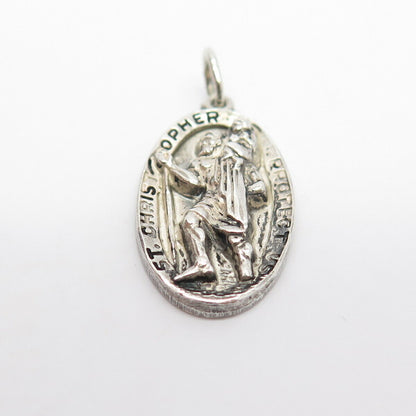 925 Sterling Silver Vintage Hayward St. Christopher Religious Pendant