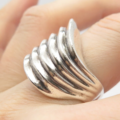 925 Sterling Silver Vintage Wavy Ring Size 9