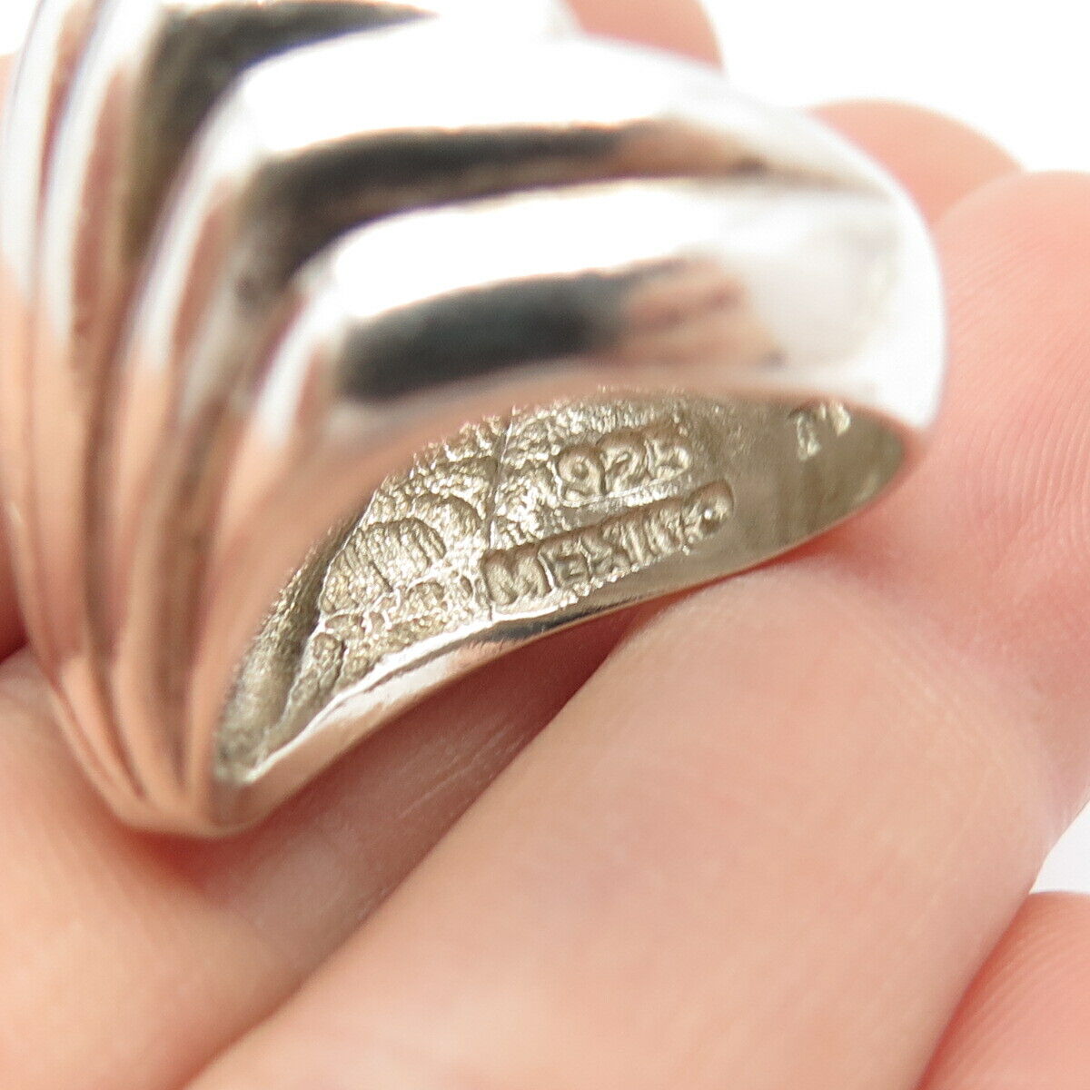 925 Sterling Silver Vintage Mexico Shell Ring Size 6