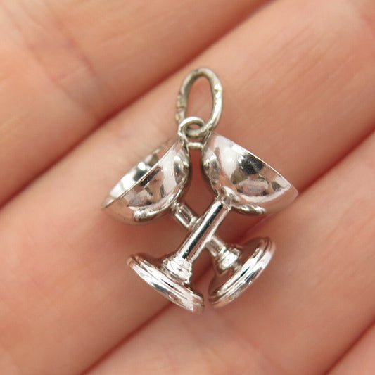 925 Sterling Silver Vintage Enamel Cup / Award Charm Pendant