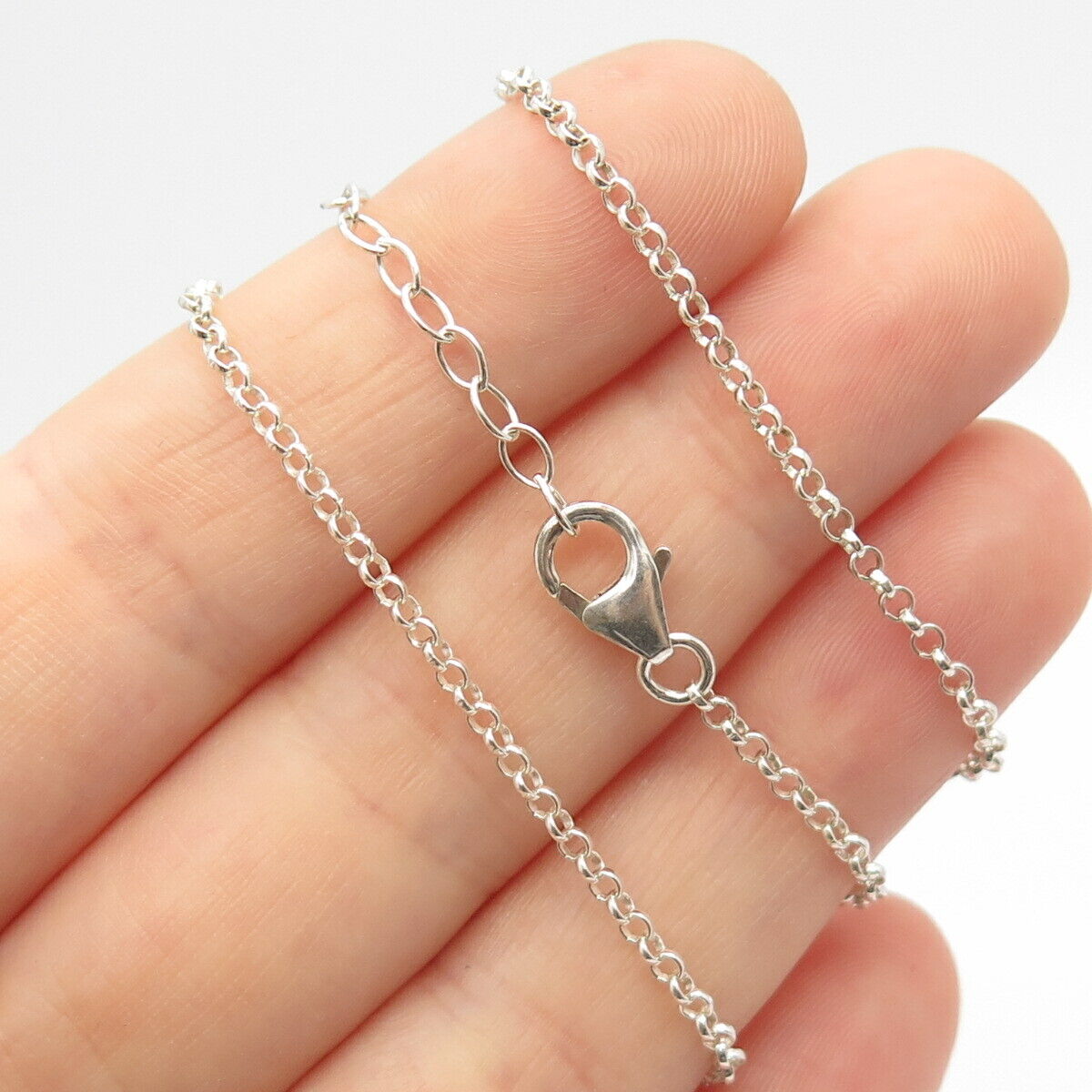 925 Sterling Silver Vintage Circle Accent Rolo Chain Necklace 26"