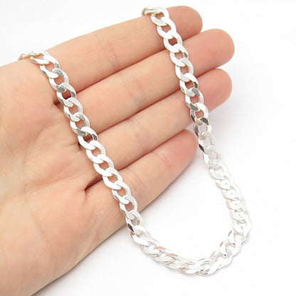 925 Sterling Silver Vintage Italy Cuban Chain Necklace 20"