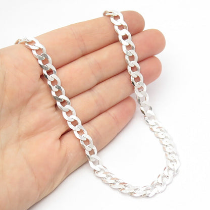 925 Sterling Silver Vintage Italy Cuban Chain Necklace 20"