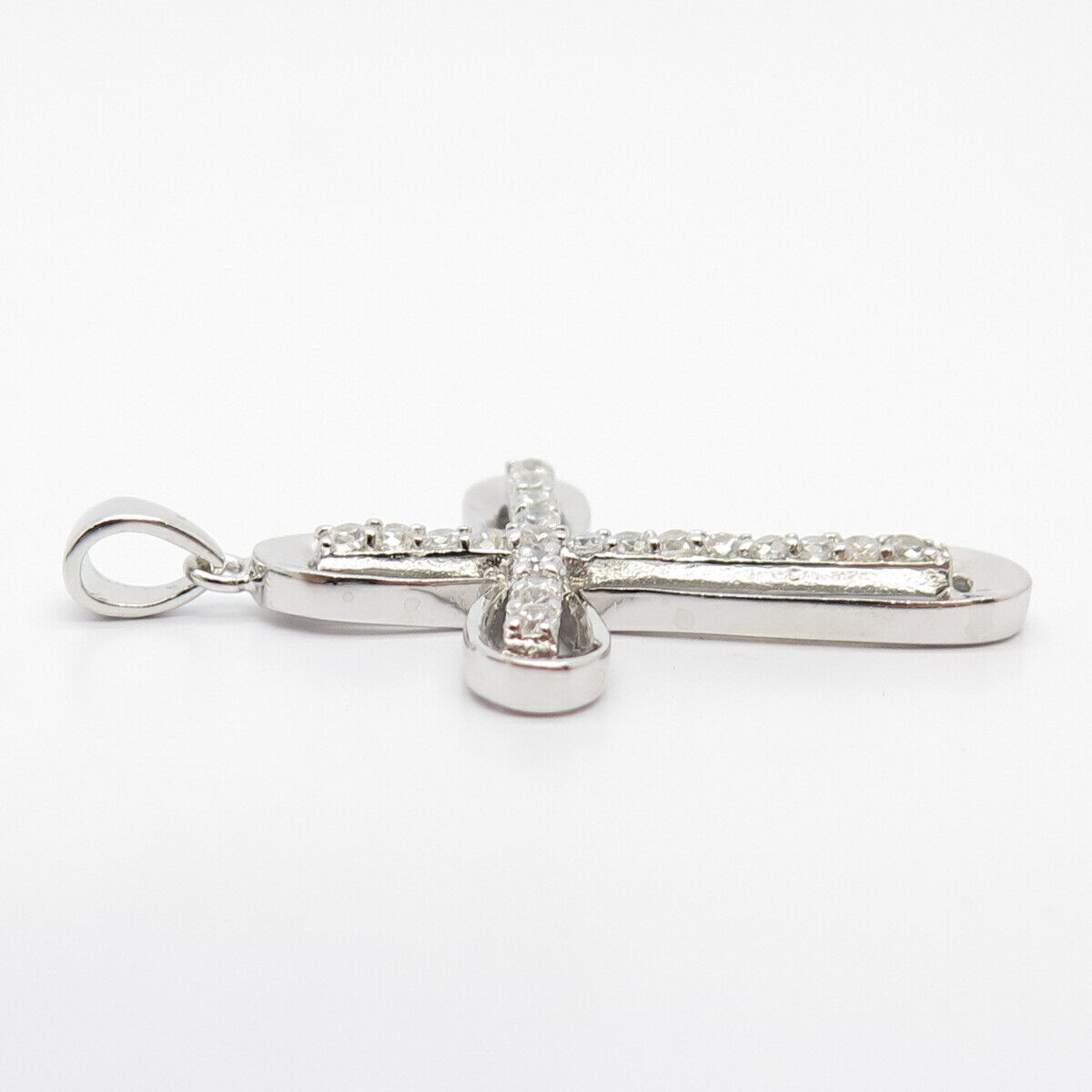 925 Sterling Silver C Z Cross Religious Pendant