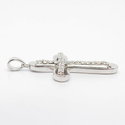 925 Sterling Silver C Z Cross Religious Pendant