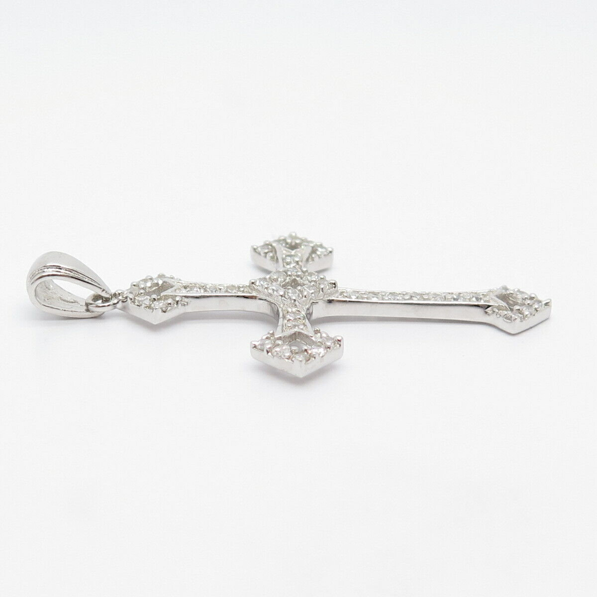 925 Sterling Silver C Z Cross Religious Pendant