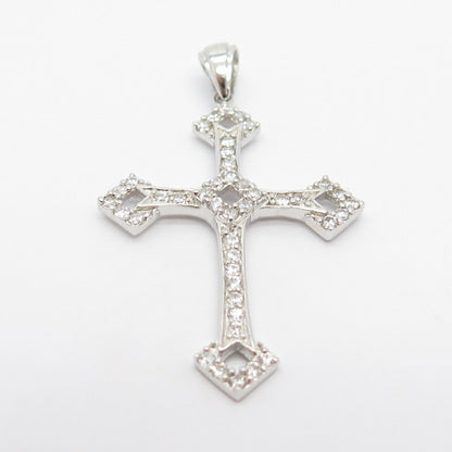 925 Sterling Silver C Z Cross Religious Pendant