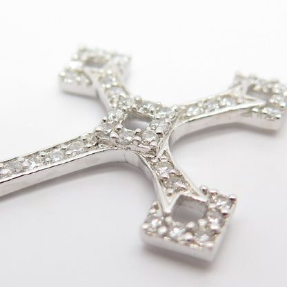 925 Sterling Silver C Z Cross Religious Pendant