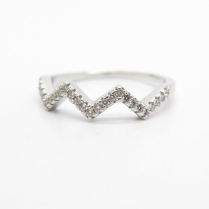 925 Sterling Silver C Z Wavy Ring Size 6 3/4