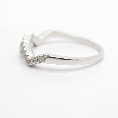 925 Sterling Silver C Z Wavy Ring Size 6 3/4