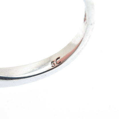 SILVER CLOUD 925 Sterling Vintage Real Round-Cut Sapphire Stackable Ring Size 6