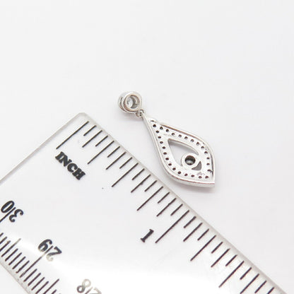 925 Sterling Silver Pave C Z Drop Slide Pendant