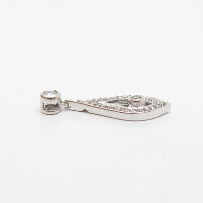 925 Sterling Silver Pave C Z Drop Slide Pendant