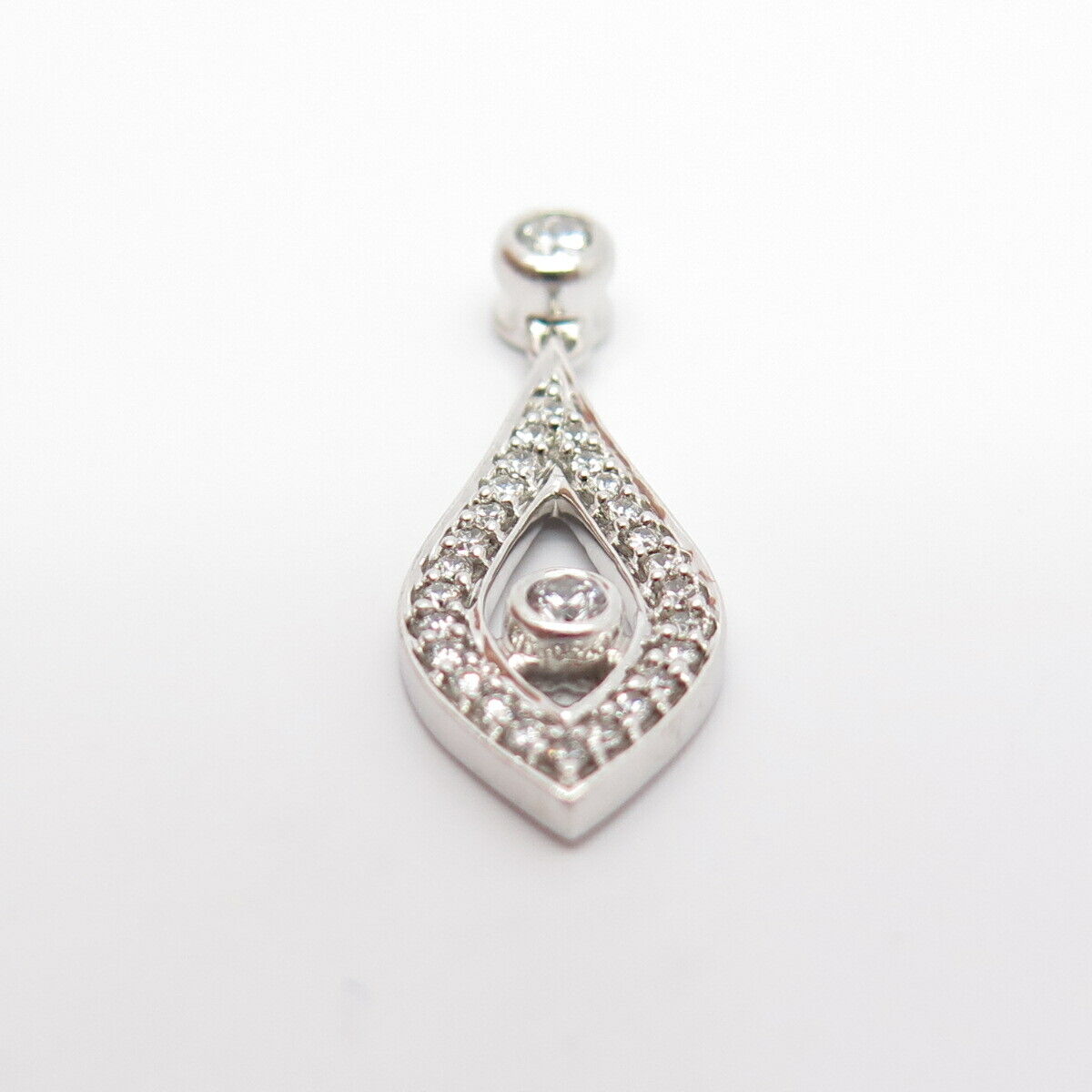 925 Sterling Silver Pave C Z Drop Slide Pendant