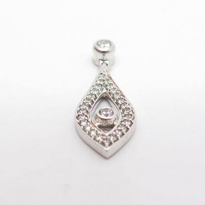 925 Sterling Silver Pave C Z Drop Slide Pendant