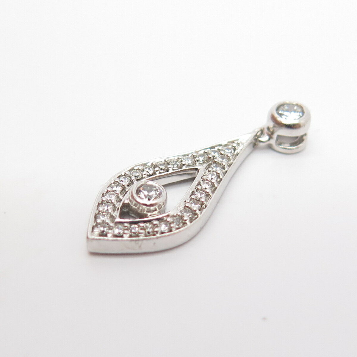 925 Sterling Silver Pave C Z Drop Slide Pendant