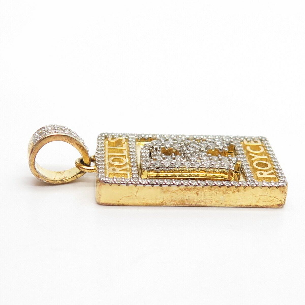 925 Sterling Silver Gold Plated Pave C Z Pendant