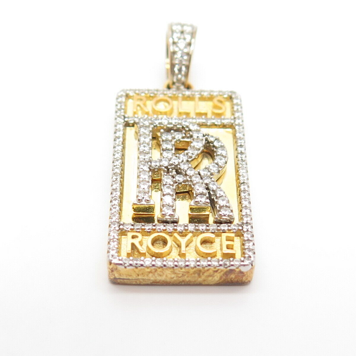 925 Sterling Silver Gold Plated Pave C Z Pendant