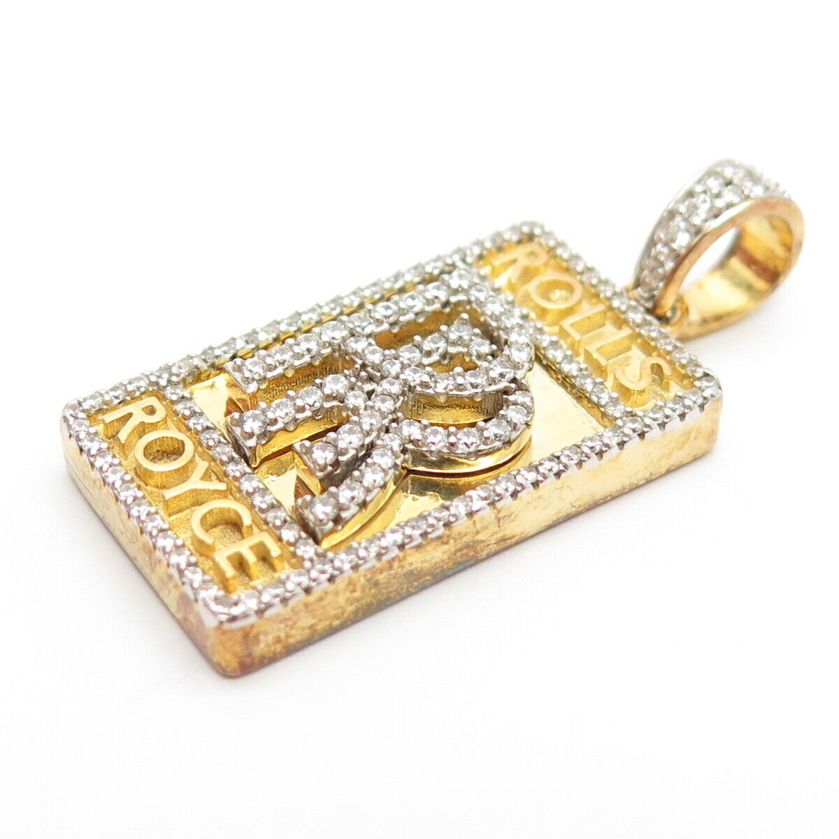 925 Sterling Silver Gold Plated Pave C Z Pendant